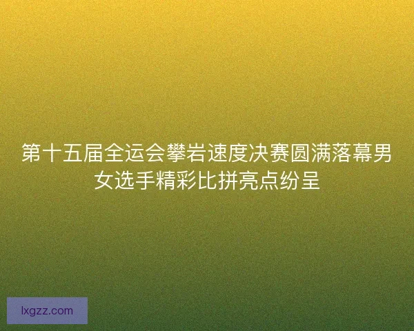 第十五届全运会攀岩速度决赛圆满落幕男女选手精彩比拼亮点纷呈